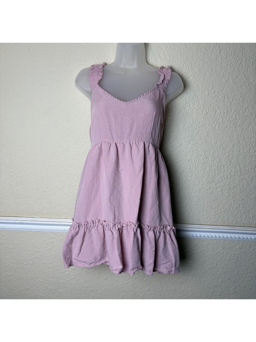 Blu Pepper Women’s Small Mauve Tiered Ruffle Sleeveless Dress Boho Summer Casual